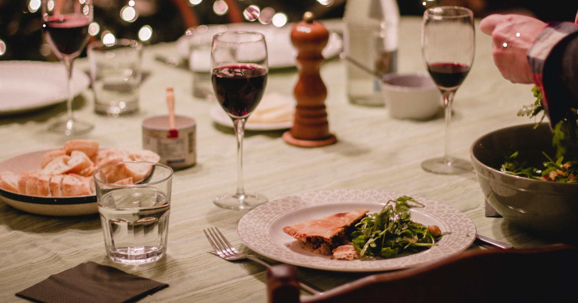 Plated meal on table