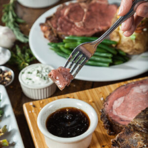 Prime rib dinner with au jus