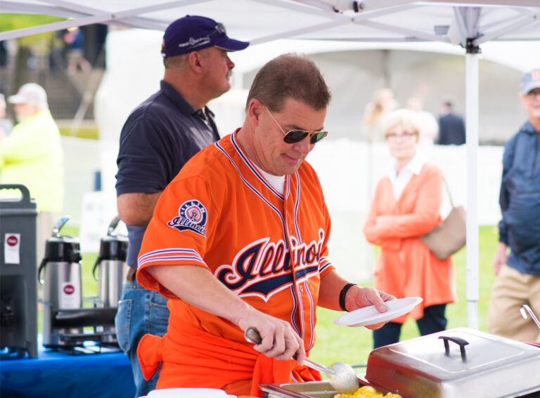 Tailgate catering setup at Grange Grove in Champaign, IL