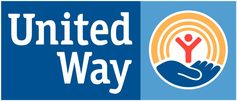 United Way logo: Stylized human figure with an outstretched hand, surrounded by circular lines in the background.